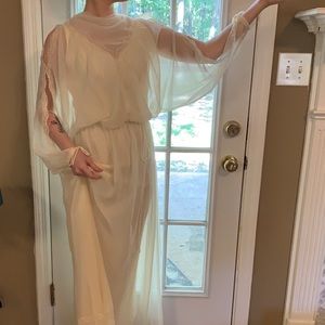 Vintage 70s Boho Lace Wedding Dress